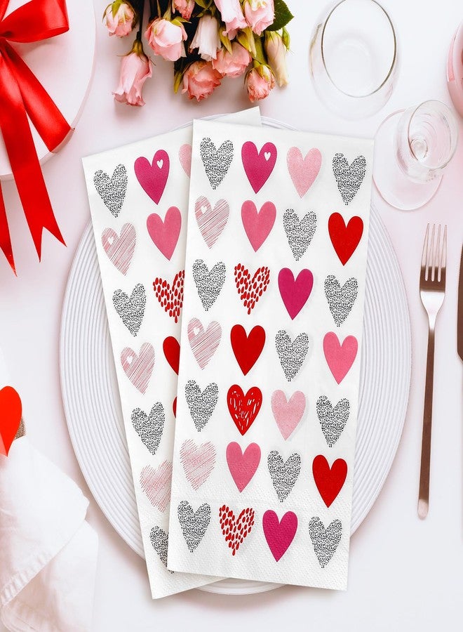 وولاين مجموعة مناديل ورقية لعيد الحب من والين، 100 قطعة، بألوان الأحمر والوردي والأسود، مزينة بقلوب، للاستخدام مرة واحدة، مناسبة للعشاء والمطبخ والحمام ومستلزمات الحفلات. - Image 5